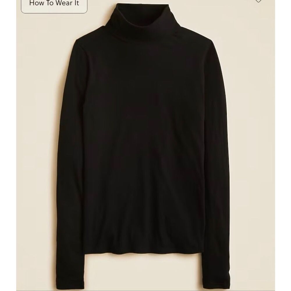 J. Crew Feather jersey turtleneck in Black NWT Size Large